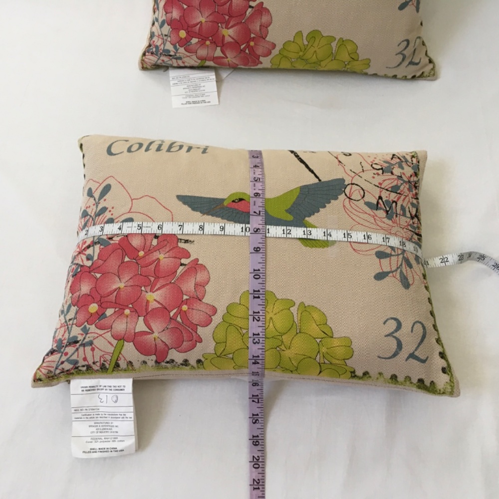 PAIR Colibri Bird Floral Accent Throw Pillows (#1) - Picture 10 of 16